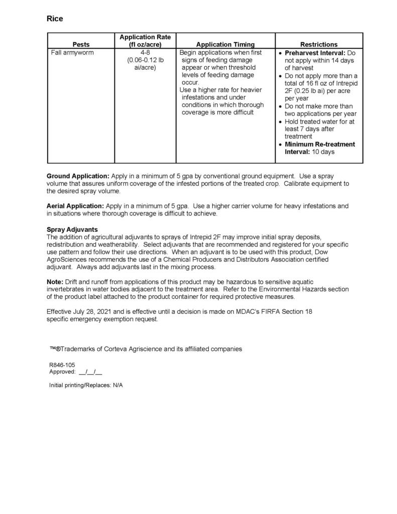 Intrepid 2F Approved for a Crisis Exemption to Control Fall Armyworm on ...